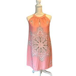 New York & Company Size XSmall Boho Cottage Fairy Pink Paisley Dress Vacation